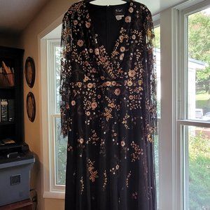 MacDuggal Floral Embroidered A-Line Cocktail Dress